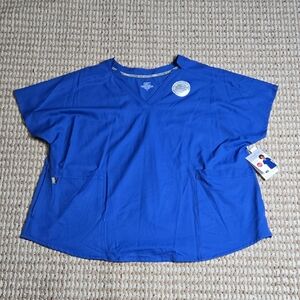 Climate Right Cuddl Duds 6 Pocket Scrub Top 3X Scrubs Plus Size V Neck Shirt Top